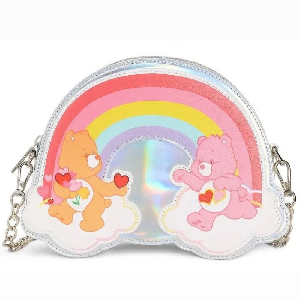 Care Bears x Skinnydip Iridescent Silver Rainbow Crossbody Bag (w/ Keychains)